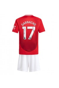 Fotbalové Dres Manchester United Alejandro Garnacho #17 Dětské Domácí Oblečení 2024-25 Krátký Rukáv (+ trenýrky)